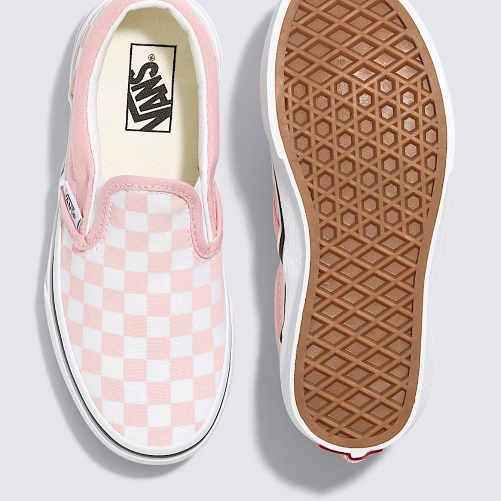 Vans Pink and White Checkered Slip-On Sneakers